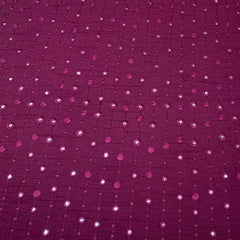 Wine Mirror Work Slub Silk Embroidery