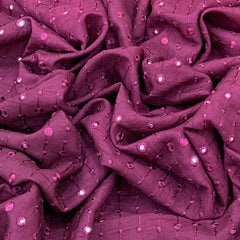 Wine Mirror Work Slub Silk Embroidery