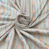 Natural Beige Multicolor Slub Silk Thread Embroidery