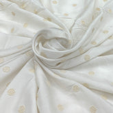 White Dyeable Butti Slub Silk Thread Embroidery