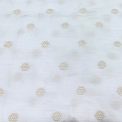 White Dyeable Butti Slub Silk Thread Embroidery