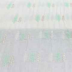 White Butti Cotton Thread Sequins Embroidery