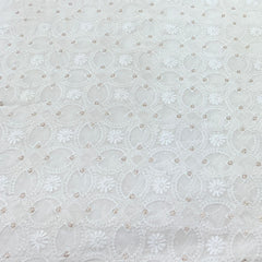 Off White Georgette Sequins Thread Embroidery