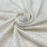 White Zig Zag Dyeable Slub Silk Embroidery