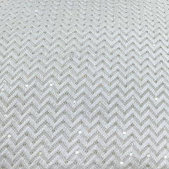 White Zig Zag Dyeable Slub Silk Embroidery