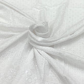 White Rayon Cotton Sequins Thread Embroidery