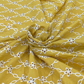 Yellow Cutwork Cotton Embroidery