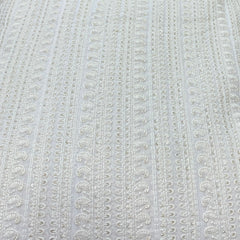 Off White Georgette Paisley Sequins Thread Embroidery