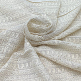 Off White Georgette Paisley Sequins Thread Embroidery
