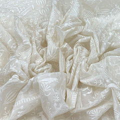 Off White Chanderi Thread Embroidery