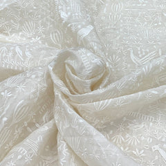 Off White Chanderi Thread Embroidery