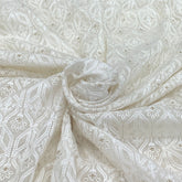 Off White Chanderi Sequins Thread Embroidery