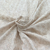 Off White Dull Gold Chanderi Embroidery