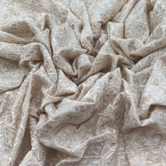Off White Dull Gold Chanderi Embroidery