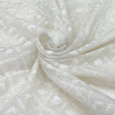 White Linen Flower Thread Embroidery