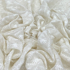 White Linen Flower Thread Embroidery