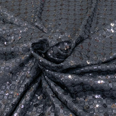 Black Sequins Thread Georgette Embroidery