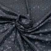 Black Georgette Sequins Thread Embroidery