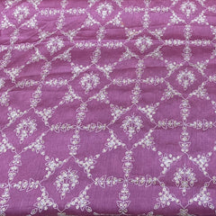 Pink Jal Thread Sequins Tussar Silk Embroidery