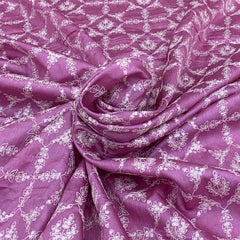Pink Jal Thread Sequins Tussar Silk Embroidery