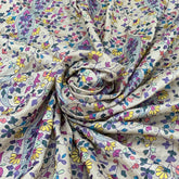 Natural Beige Multicolor Jal Thread Tussar Silk Embroidery