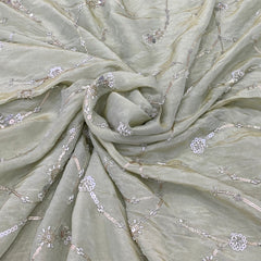Light Green Tissue Cutdana Embroidery