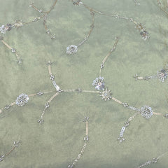 Light Green Tissue Cutdana Embroidery