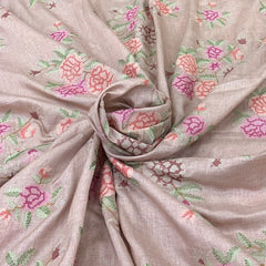 Light Onion Pink Thread Cross Stitch Tussar Silk Embroidery