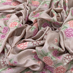 Light Onion Pink Thread Cross Stitch Tussar Silk Embroidery