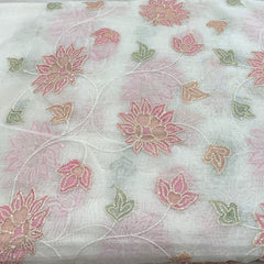 Off White Multicolor Mul Chanderi Sequins Thread Embroidery