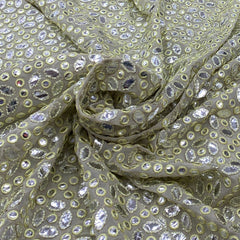Light Yellow Gota Georgette Embroidery