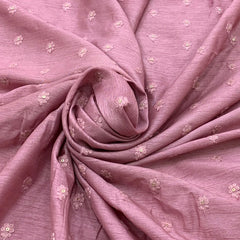 Light Onion Pink Flower Butti Slub Silk Embroidery