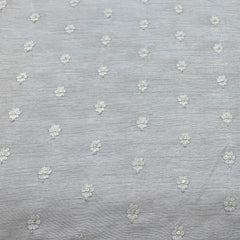 Light Beige Flower Butti Slub Silk Embroidery