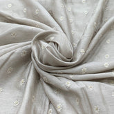 Light Beige Flower Butti Slub Silk Embroidery