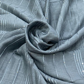 Steel Grey Embroidered Slub Silk