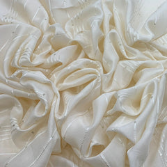 Off White Slub Silk Embroidery