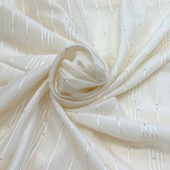 Off White Slub Silk Embroidery