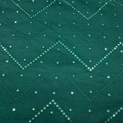 Bottle Green Slub Silk Mirrorwork Embroidery
