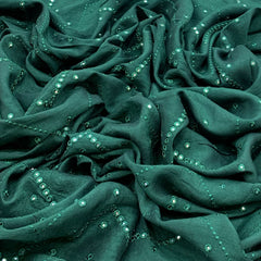 Bottle Green Slub Silk Mirrorwork Embroidery
