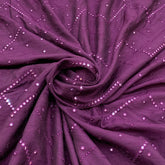 Wine Slub Silk Mirrorwork Embroidery