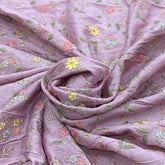 Lavender Slub Silk Jal Sequins Thread Embroidery