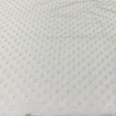 Embroidered slub silk