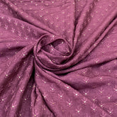 Maroon Flower Butti Slub Silk Sequins Thread Embroidery