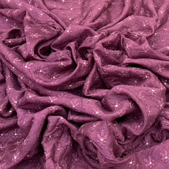 Maroon Flower Butti Slub Silk Sequins Thread Embroidery