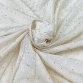 Off White Flower Butti Slub Silk Sequins Thread Embroidery