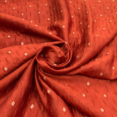 Rust Orange Silk Brocade Meenakari Textured