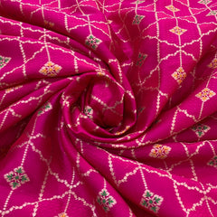 Pink Dupion Silk Brocade Jal Meenakari