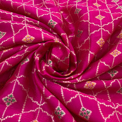 Rani Pink Dupion Silk Brocade Jal Meenakari