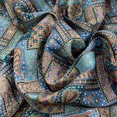 Multi Colour Geometric Silk Brocade