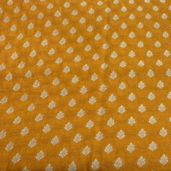Mustard Yellow Flower Butti Silk Brocade
